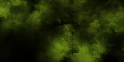 Dark green textured background, panoramic green abstract texture with subtle patterns, green foggy forest scene with light filtering through, green powder dust smoke on a black background.