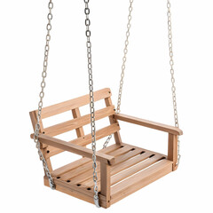 wooden swing isolated on white background
