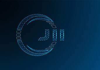 JII low poly letter logo vector design. JII lower poly logo design. Low poly logo.