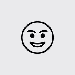 Mischievous smiling face emoji icon illustration