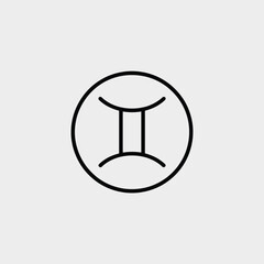 Gemini zodiac sign minimalist line art icon
