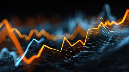 Dynamic Graph Lines Displaying Data Trends in a Digital Format