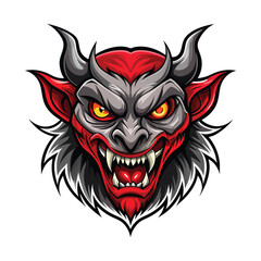 Fierce Demon Head Graphic Design Evil Monster Illustration
