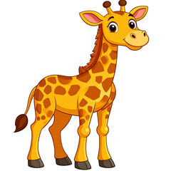 Fototapeta premium Smiling Giraffe Illustration: A friendly giraffe illustration, with its iconic spots, tall neck, and amiable expression, stands tall, radiating an aura of joy and positivity.