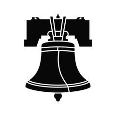Liberty bell icon black and white silhouette