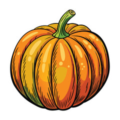 Hand drawn colored pumpkin doodle sketch design