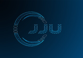 JJU low poly letter logo vector design. JJU lower poly logo design. Low poly logo.