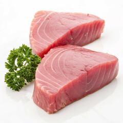 Close-up of raw yellowfin tuna, perfect for a high-end food or diet advertisement.