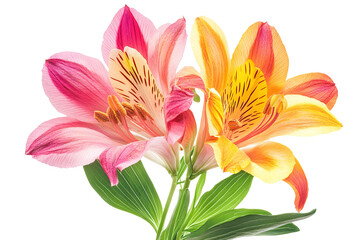 High-resolution Alstroemeria flower bouquet PNG cutout with transparent background for wedding invitations, greeting cards, botanical design overlays, spring-themed decor, and seamless graphic project