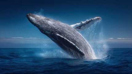 Fototapeta premium Humpback Whale Breaching in the Ocean