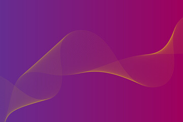 Abstract wave background with smooth golden lines on a vibrant purple to magenta gradient