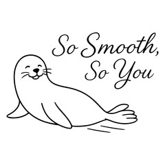 Graceful Movement and Personal Style A Cute Seal Sliding with Happiness Outline Icon Vector, Symbolizing Fluidity, Confidence, and Authenticity