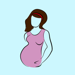 Pregnant woman symbol, isolated icon in simple lines