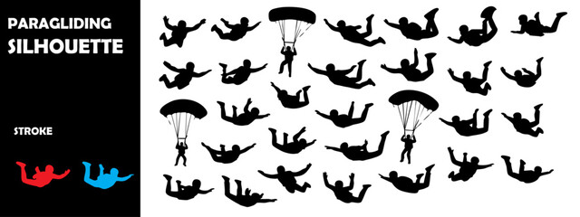 Paragliding Silhouette Vector Set – Aerial Adventure, Sky Sport, and Flying Experience