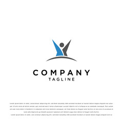 Clean and modern flat color logo design featuring an abstract human figure centered on a white background.
