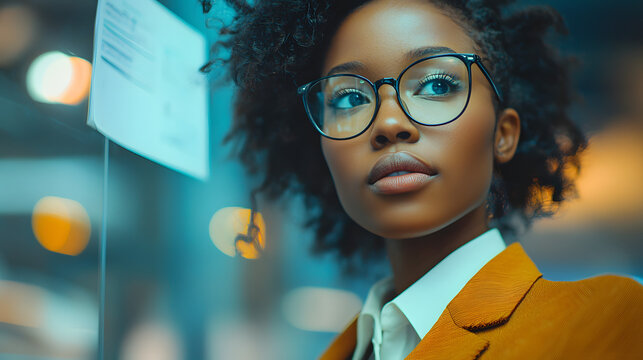 Young bussines people solving some bussines tasks. One of them is african american girl