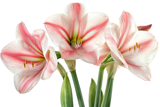 High-resolution Amaryllis flower bloom PNG cutout isolated on transparent background for seamless botanical design and floral graphic overlays - Powered by Adobe