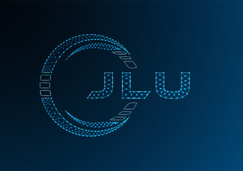 JLU low poly letter logo vector design. JLU lower poly logo design. Low poly logo.