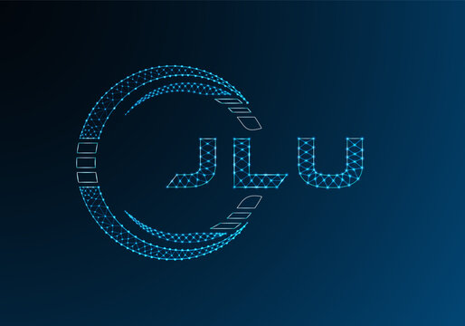 JLU low poly letter logo vector design. JLU lower poly logo design. Low poly logo.