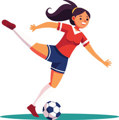 Women football player isolated on transparent background, football player, soccer player kicking ball, boy playing soccer, soccer player kicking ball