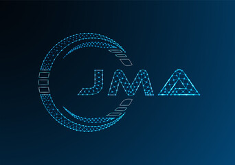 JMA low poly letter logo vector design. JMA lower poly logo design. Low poly logo.