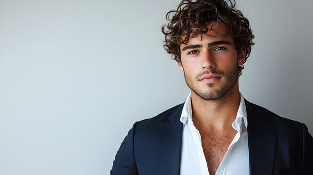 Young handsome bussines man isolated on white