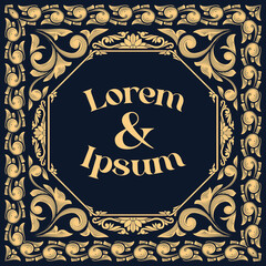 Decorative vintage ornate label design blank card