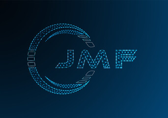 JMF low poly letter logo vector design. JMF lower poly logo design. Low poly logo.