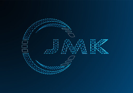 JMK low poly letter logo vector design. JMK lower poly logo design. Low poly logo.
