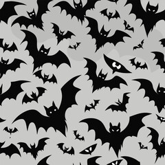 Fototapeta premium Monochrome Halloween Seamless Pattern Design