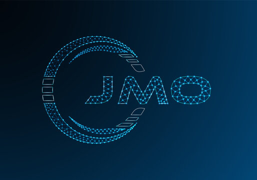 JMO low poly letter logo vector design. JMO lower poly logo design. Low poly logo.
