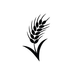 Simple black wheat icon on white background