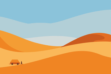 Serene Desert Landscape Rolling Dunes Under a Vast Sky