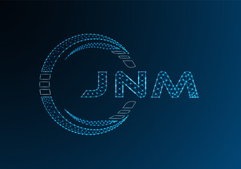 JNM low poly letter logo vector design. JNM lower poly logo design. Low poly logo.