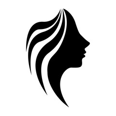 Beauty long-hair girl vector silhouette, Hair and face salon logo vector. Vector illustration design.