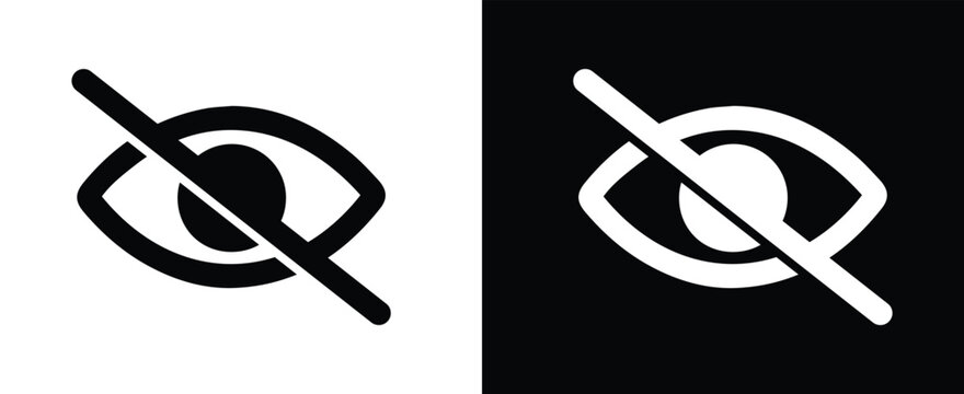 Set of  Hidden eye, sensitive content icon. Invisible, hide, private sign symbol , vector illustration. 