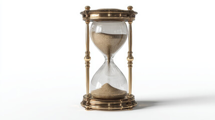 Realistic 3D model of an hourglass with detailed sand flow, set against a white background for clarity