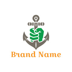 Anchor in hand logo icon vector illustration design template