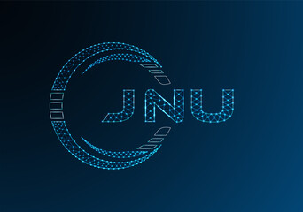 JNU low poly letter logo vector design. JNU lower poly logo design. Low poly logo.