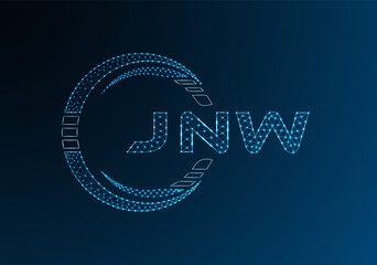 JNW low poly letter logo vector design. JNW lower poly logo design. Low poly logo.