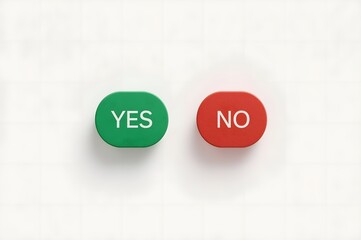 Two colored buttons, green "YES" and red "NO", on a light background