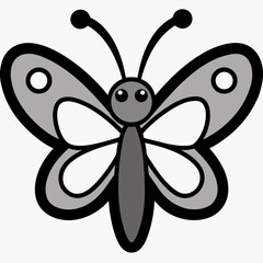 A black outline of printable friendly butterfly with big wings coloring page will be delicate and beautiful, black outline, flat colour, no text, isolated on white
