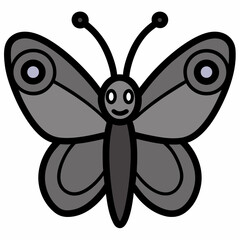 A black outline of printable friendly butterfly with big wings coloring page will be delicate and beautiful, black outline, flat colour, no text, isolated on white