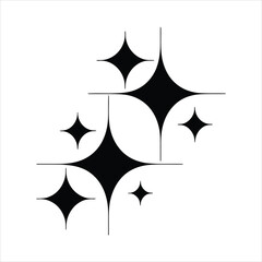 Minimalist Sparkle Stars Vector Icon - Black Geometric Starburst Illustration