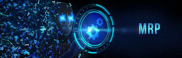MRP Material Requirement planning Manufacturing Industry Business Process automation. 3d illustration
