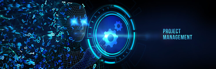 Project management concept. Business, Technology, Internet and network concept. 3d illustration