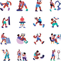 Pack of Electronic Devices Flat Illustrations 

