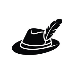 Traditional bavarian hat with feather icon