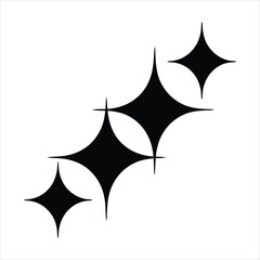 Minimalist Sparkle Stars Vector Icon - Black Geometric Starburst Illustration