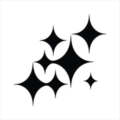 Minimalist Sparkle Stars Vector Icon - Black Geometric Starburst Illustration